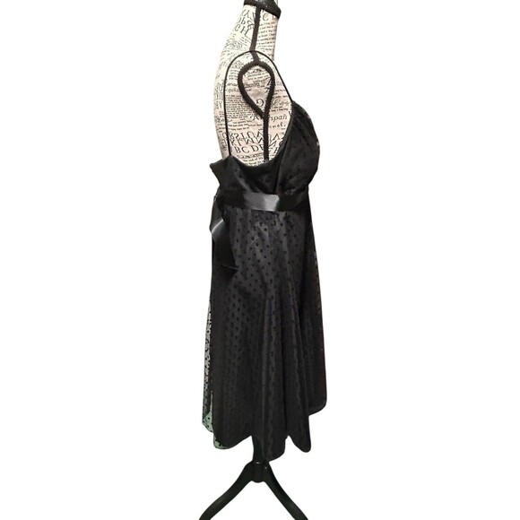 Onyx Nite Women Black Polka Dot Spaghetti Straps Lined Dress Size 14 Whimsygoth - Picture 3 of 9